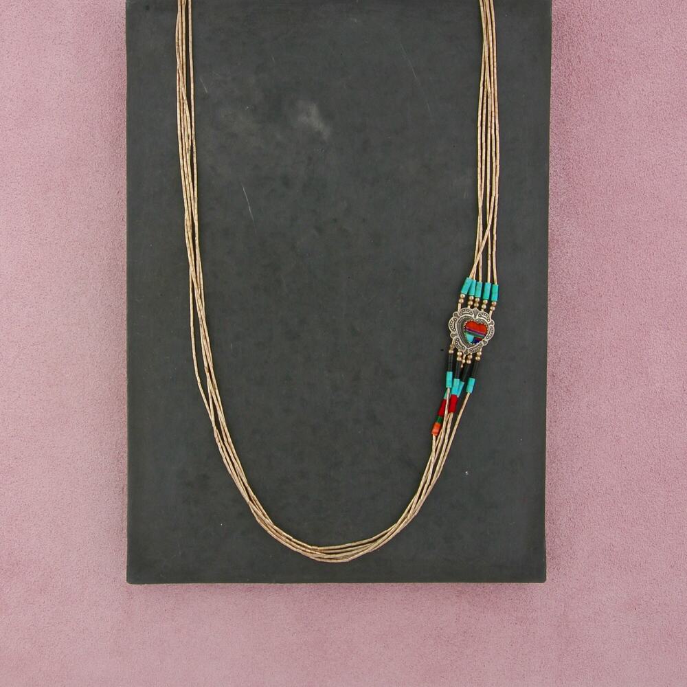 sterling silver southwestern turquoise concho 5-strand liquid necklace size 24in